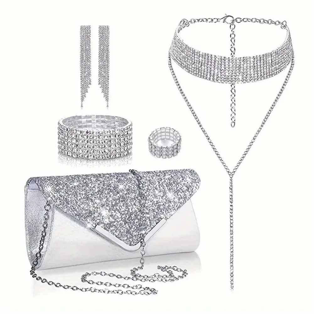 Purse elegant jewelry set silver plated